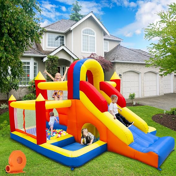 Umbalir Inflatable Bounce House with Dual Pools & Through Tunnel
