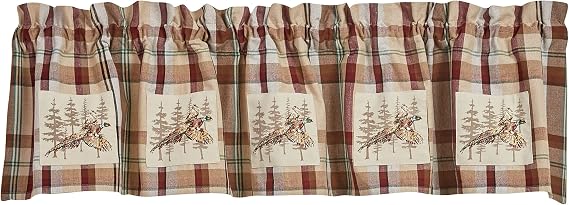 Park Designs Gamekeeper Pheasant Patch Lined Valance 60" x 14"