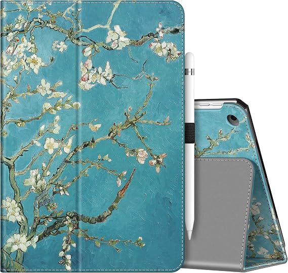 Fintie Folio Case for New iPad 7th Generation 10.2 Inch 2019 - [Corner Protection] Premium Vegan Leather Smart Stand Back Cover with Pencil Holder, Auto Sleep/Wake for iPad 10.2 2019 Tablet, Blossom