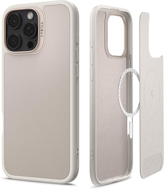 Spigen Ciel by CYRILL iPhone 16 Pro ile Uyumlu MagSafe Kılıf Kajuk Mag Vegan Deri Krem Kapak - ACS08405 (Spigen TR Garantili)