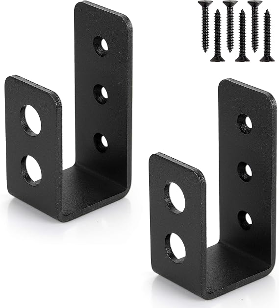 2x4 (1.5x3.5 inch) Door Barricade Brackets (2 pcs) | Drop Open Bar Holder Steel U Bracket for 2 by 4 Lumber as Security Door Reinforcement, Door Jammer, Tool Hanger for Home, Barn, Shed, Garage, Gate