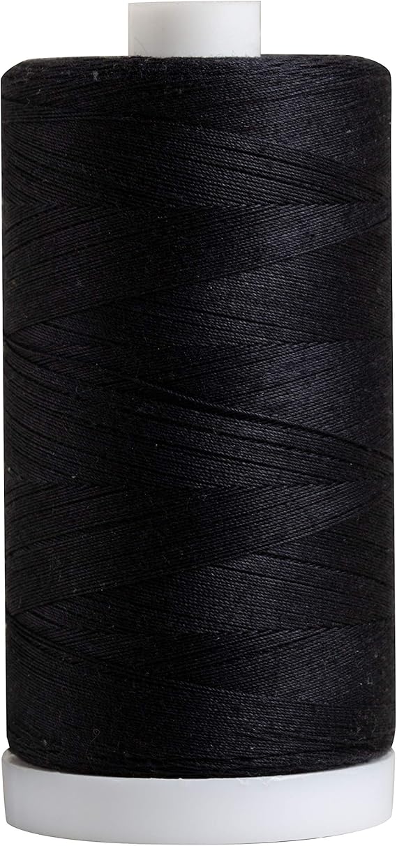 Connecting Threads Black 100% Cotton Thread Spool | Large 1200 yard thread spool for sewing, quilting, and crafting.