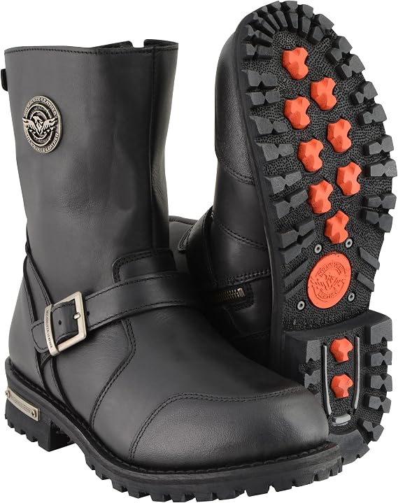 Milwaukee Leather Men's Classic Boots with Buckle Detail