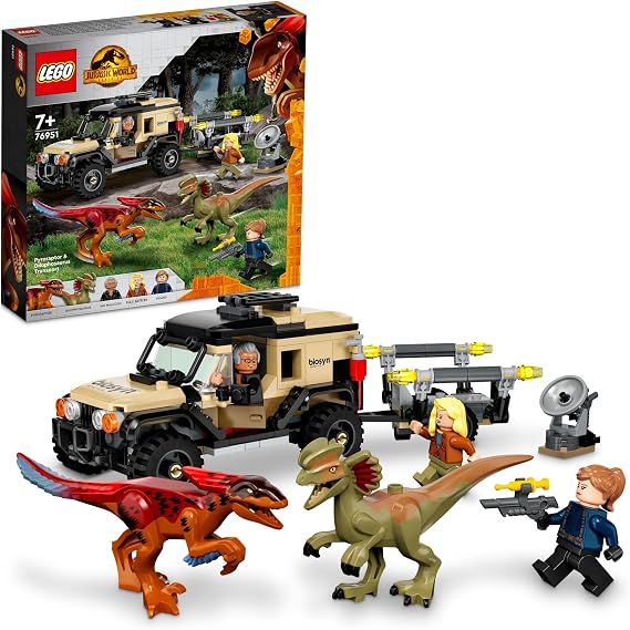 LEGO® Jurassic World Pyroraptor and Dilophosaurus Transport Toy Making Set for Creative Children Ages 76951-7 and Over (254 Pieces)
