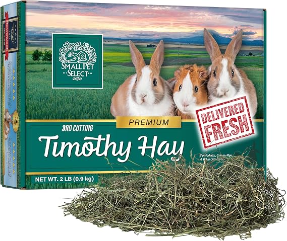 Small Pet Select 3rd Cutting Super Soft Timothy Hay Pet Food for Picky Eaters, Rabbits, Guinea Pigs, and Other Small Animals, Easy to Store Box, 2lb (0.91kg)