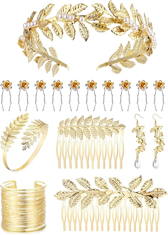 FASACCO Goddess Costume Greek Goddess Accessories Toga Cleopatra Costume for Women