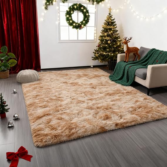 Rug Mat, Carpet, 78.7 x 102.2 inches 200 x 260 cm, Stylish Sticky Rug, Prevents Shedding, Home Decor for Bedroom, Dorm, Nursery Kids Room, Office Lounge, Beige