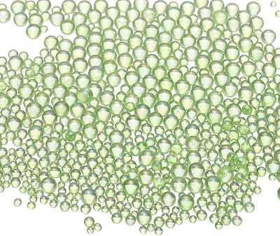 Iridescent Glass Tiny Bubble Beads, 0.4-3mm 20g No Hole Micro Mini Round Light Green Water Droplets Beads - Applications: for Resin Filler, Nail Art, Dollhouse Bath Tub, 2-Pieces
