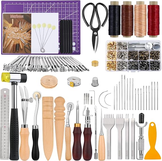 183Pcs Leather Tooling Kit, Leather Working Kits, Leatherworking Tool