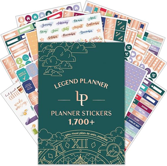 Legend Planner Stickers for Women Value Pack, Calendar Accessories, 1,700+ | Small aesthetic planner & journal stickers for adults, monthly, weekly, inspirational, seasonal, holidays and budget