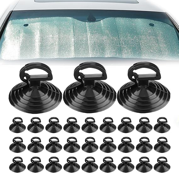 30PCS Car Glass Windshield Sunshade Suction Cups, Car Window Suction Cup, Powerful Vehicle Pull Ring Dovetail Sucker Hooks, Car Accessories Mini Adsorption Holder for Auto Kitchen Office Glass
