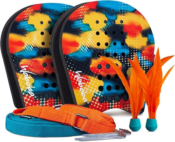 Waboba Battle Bird - Rethink Your Paddle Game Backyard Set Includes: 2 Wearable Paddles, 2 Small Birdies and a Easy Court to Set-up with Stakes - Size 200 x 120 x 228 mm