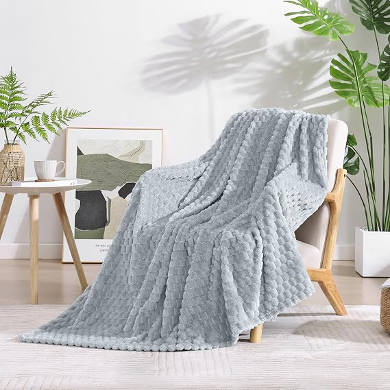 Monbix Throw Blanket for Couch-Room Decor Fuzzy Fleece Flannel Bed Blankets
