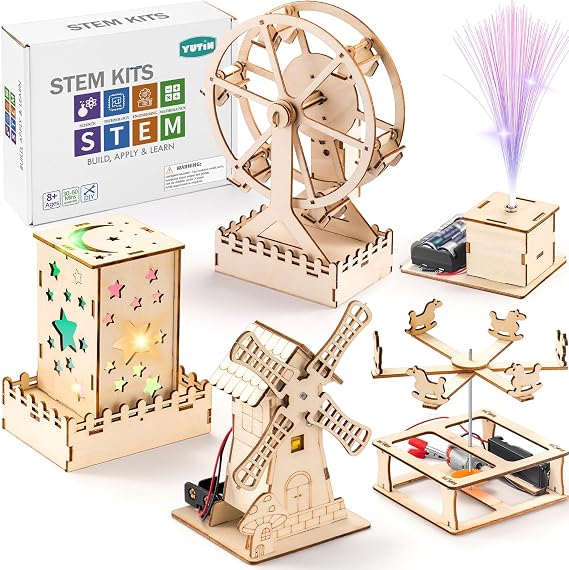5 Individual STEM Science Kits for Kids, Wood Arts and Craft Kits 8-12