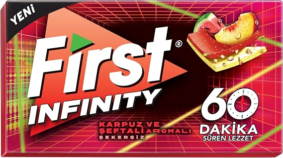 First Infinity 60 Dakika Karpuz & Şeftali Aromalı Şekersiz Sakız 27g