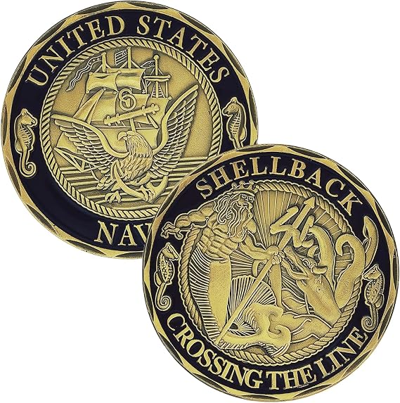 USA Shellback Crossing Challenge Coin The Line Sailor Military Coin (Single Coin)