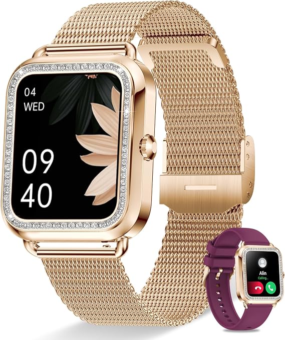 Smart Watch for Women(Answer/Make Calls) 1.59" Fitness Tracker with Heart Rate Sleep Monitor Pedometer Calories DIY Dial 19 Sport Modes Smartwatch for iOS Android Phone