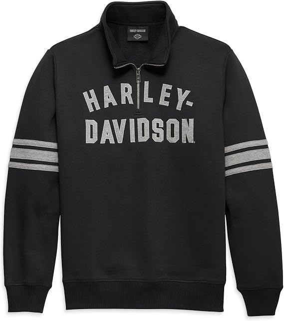 Harley-Davidson Men's Staple 1/4 Zip Pullover, Black Beauty - 96014-23VM