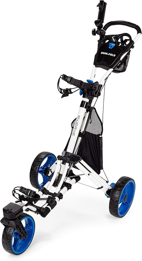 Founders Club Swerve 3 Wheel Push Pull Golf Cart for Walking Free Umbrella Holder and Storage Bag