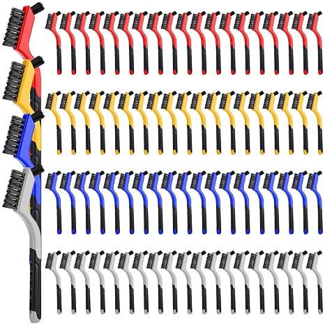 Reallnaive 80 Pcs Nylon Cleaning Brushes Bulk 7 Inch Small Brushes for Deep Cleaning Small Parts Rust Dirt Paint Scrubbing, Removal Surface in Hole(4 Colors)