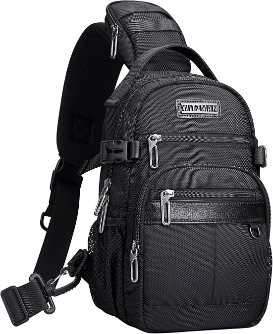 WITZMAN Sling Bag for Men Casual Crossbody Bag with Shoulder Strap Pocket