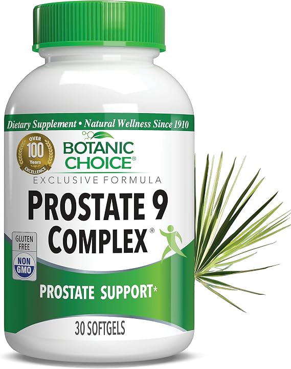 Botanic Choice Prostate 9 Complex - Prostate Supplements for Men with Saw Palmetto, Pygeum, Lycopene - Advanced Prostate Health Supplement for Urinary Flow & Cellular Health - 30 Softgels