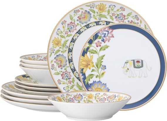 Noritake Tusker Garden 12-Piece Dinnerware Set, Service For 4