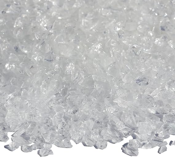 QYGL Crushed Glass for Resin Art, DIY Crafts, and Home Decor - 0.9LB White Broken Glass Pieces 3-6mm, for Vase Fillers, Tabletop Fire Pit, and Aquarium Rocks