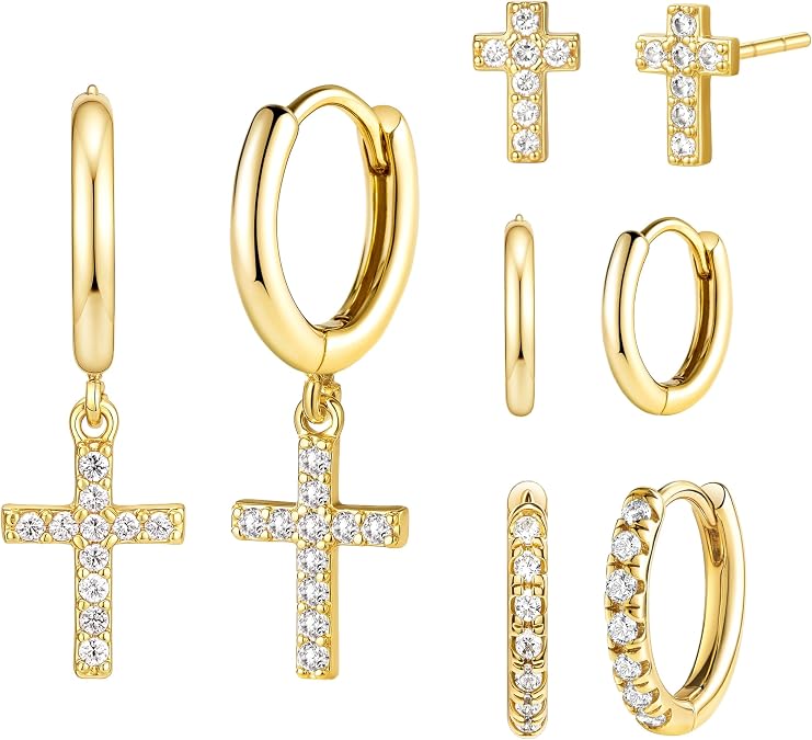 Small Gold Huggie Hoop Earrings Set for Women Men Hypoallergenic 14K Plated Stack Cartilage Earrings, Sterling Silver Multiple Piercing Lightweight Mini Thin Cute Dainty Trendy Jewelry Gifts for Women