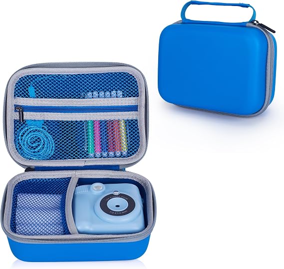Kids Camera Instant Print Case,for TIATUA/ASTGMI/Himont-Blue | for GREENKINDER/CalineGam/Gofunly/Hangrui Most Kids Camera|Portable Hard Storage Case|Multi Mesh Pockets|Spacious|Kids Gift