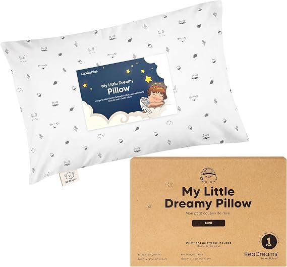 KeaBabies Mini Toddler Pillow with Pillowcase - 9x13 Organic Mini Pillow, Toddler Pillows for Sleeping, Kids Pillow, Small Travel Pillows for Sleeping, Toddler Bed Pillows (Acorn)