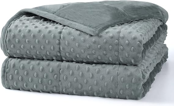 Alomidds Weighted Blanket, Luxury Velvet Weighted Blankets for Adults,Warm and Breathable Soft and Comfort Minky, Heavy Blanket with Premium Glass Beads (48"x72",12lbs Twin Size - Grey)