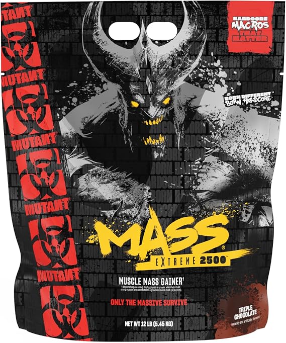 MUTANT Mass Extreme 2500 | High-Calorie Weight Gainer | Complex Carbs, BCAAs & Glutamine | Hardcore Muscle Mass Shake | 5450g | Triple Chocolate