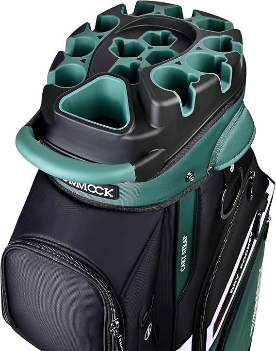T-Lock Golf Cart Bag, 14-Way Top Divider with Multiple Storage Pockets, Handles and Rain Cover, Lightweight & Durable Golf Bag for Men,Stable Base Design (Green)