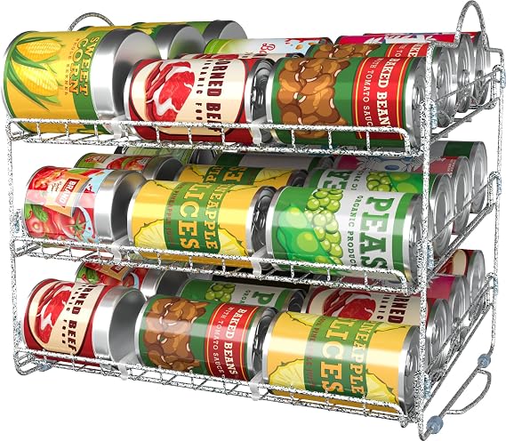 Utopia Kitchen Storage Can Rack Organizer, Stackable Can Organizer Holds Upto 36 Cans for Kitchen Cabinet or Pantry (Antique Silver) Bulk Pack of 6