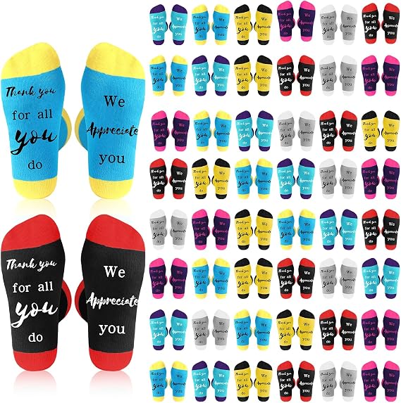 Xtinmee 48 Pairs Housekeeping Appreciation Gifts Bulk Thank You Socks