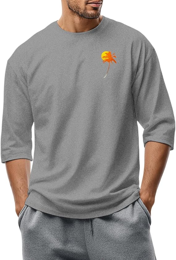 T Shirts for Men Fashion 2D Print Graphic Shirts Casual Loose Crewneck 3/4 Sleeve Blouses Comfort Tops Trendy Tee