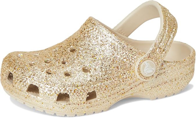 Crocs, Unisex, Classic Glitter Clogs (Toddler), Sandstone, 7, Medium