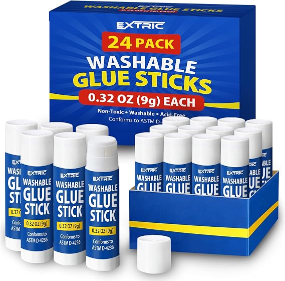 Glue Sticks Bulk Classroom 24 PK 0.32 OZ Washable Glue Sticks Kids | Use: Classroom, School Crafts & Home, Material: Washable All-Purpose Glue, Capacity 0.32 Ounce Each, Quantity: 24 Pack Bulk