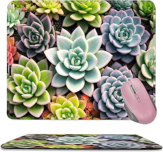 Strunt Gaming Mouse Pad Colorful Succulents Print Mouse Pad Unique Design Anti-Slip Rubber Base for Laptop Office & Home & Lightweight Ergonomic Support Mouse Mat 7.9x9.5in