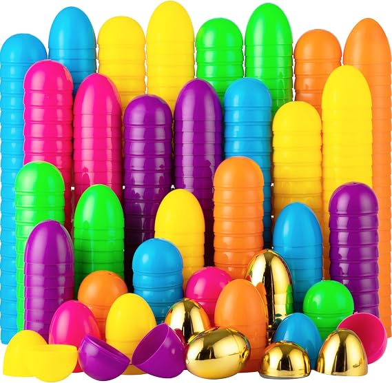 JOYIN 1000PCS Easter Eggs, Plastic 2.3" 994PCS Colorful with 6PCS Golden Eggs Bulk Empty Fillable for Easter Hunt Party Favor Basket Stuffers Filler Classroom Prize Supplies Decor