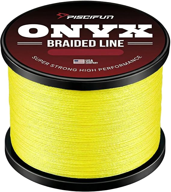 Piscifun Onyx Braided Fishing Line, Superline Abrasion Resistant Braided Lines, Zero Stretch Super Strong, Low Memory, Fast Water Cutting PE Fishing Lines, 6lb-150lb
