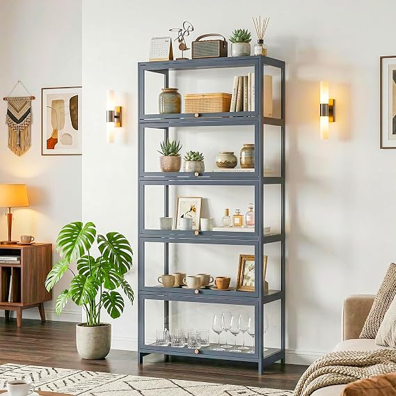 5-Tier Display Cabinet, Clear Curio Cabinet
