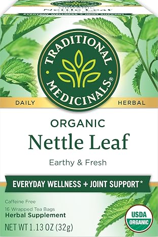 Traditional Medicinals Organic Nettle, 16 Tea Bags | Supports Joint Health & Overall Wellness with Stinging Nettle, Kosher, Non-GMO, Caffeine-Free, Compostable