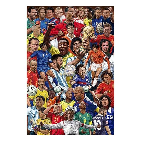 Grupo Erik Editores, S.L. Legendary Footballlers Poster Futbol Efsaneleri Pele, Messi, Maradona, Zidane, Ronaldo, Haaland, Mbappe ve daha fazlası dahil, çok renkli