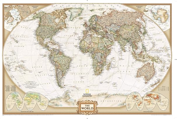 National Geographic World Wall Map - Executive - Laminated (Poster Size: 36 x 24 in) (National Geographic Reference Map)