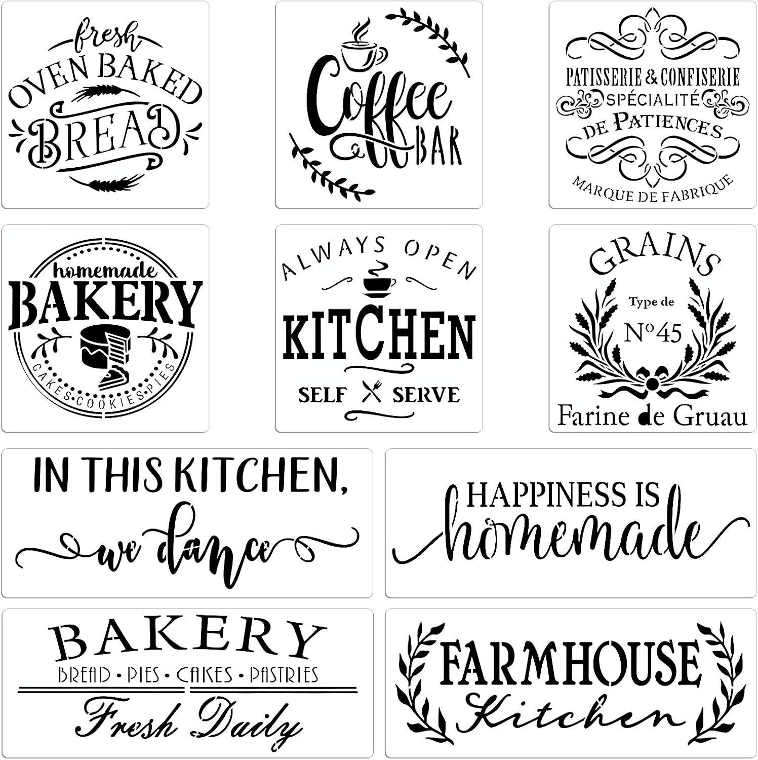 10 Set Farmhouse Christian Stencil, with God All Things are Possible Faith Waymaker Bible Verse Sign Motivational Painting Stencils for Home Office Wall Decor Reusable Template DIY Wood Sign