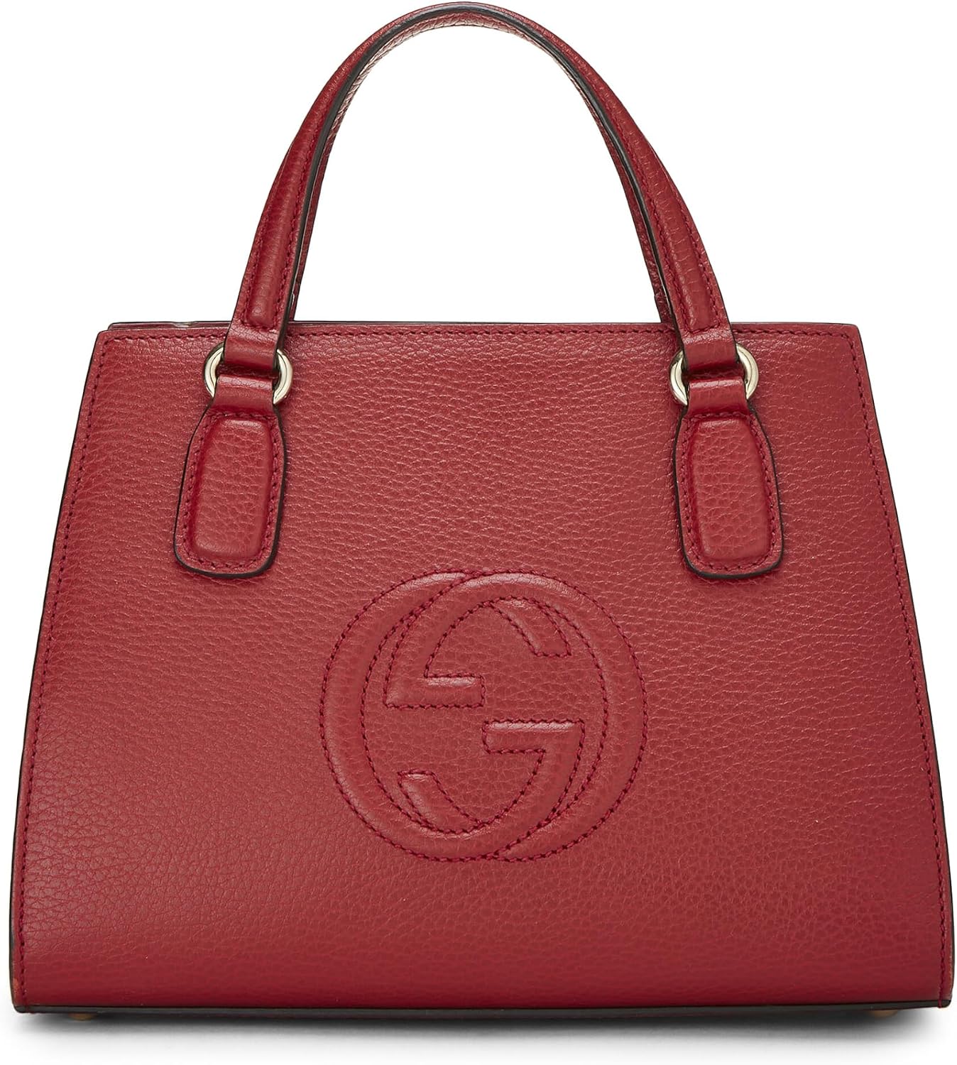 Pre-Loved Red Grained Leather Soho Handbag, Red