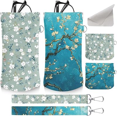 4PCS Eyeglass Sunglass Cases Pouch Soft PU Leather with Cleaning Cloth Cute Glasses Bag Coin Purse for Women Men Gifts