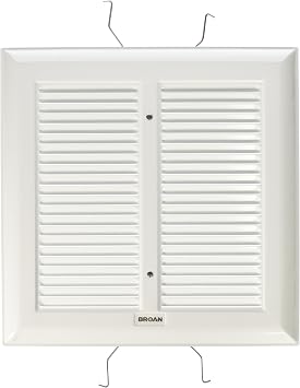 Broan S97011308 Spring Mounted Bathroom Fan CoverGrille Assembly, White